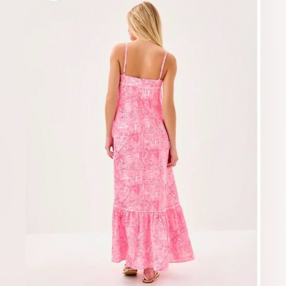 Like New Lilly Pulitzer Rozalie Linen Pink and white maxi dress- size 16 🩷 - Picture 2 of 16